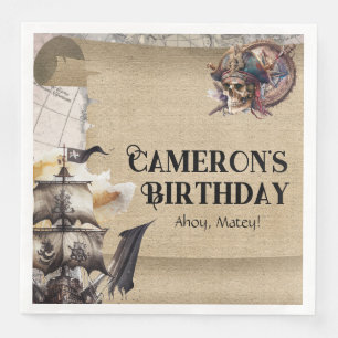 Vintage Scroll Treasure Map Pirates Party Napkin