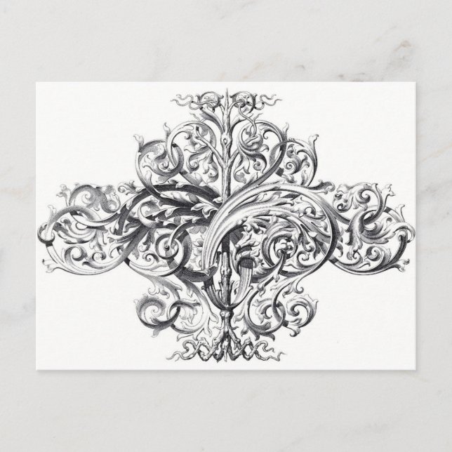 Vintage scroll typography design postcard (Front)