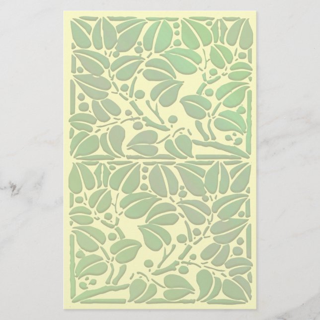Vintage Scrolling Leaf Artwork Stationery (Front)