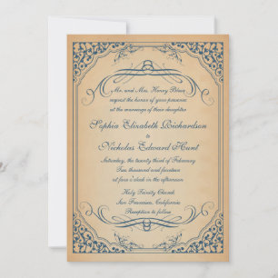 Vintage Scrolls Frame Wedding Invitation