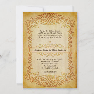 Vintage Scrolls Ornate Frame Old Paper Wedding Invitation