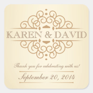 Vintage Scrolls Wedding Thank You Labels