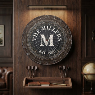Vintage Scrollwork Family Monogram Dartboard