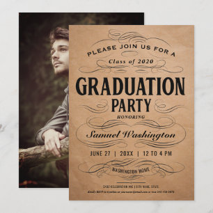 Vintage Scrollwork Graduation Party Invitations