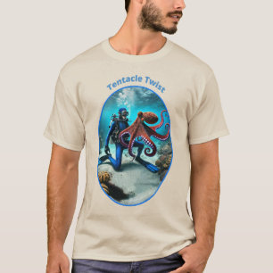 Vintage SCUBA Diver Dancing with a Big Octopus URM T-Shirt