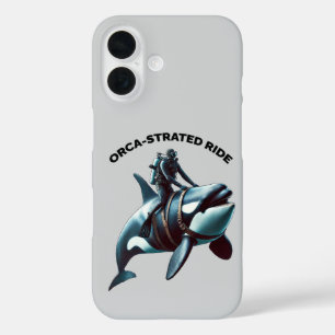 Vintage SCUBA Diver Riding a Big Killer Whale URM iPhone 16 Case