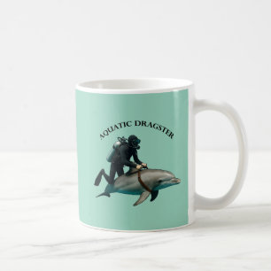 Vintage SCUBA Diving Diver Riding a Dolphin URM Coffee Mug