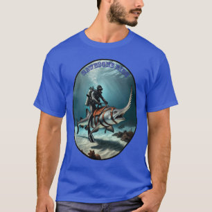 Vintage SCUBA Diving Diver Riding a Sawfish URM T-Shirt