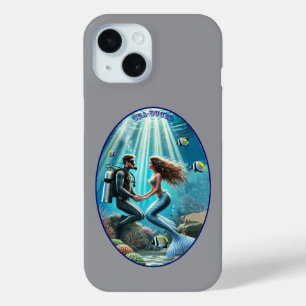 Vintage SCUBA Diving Diver with a Mermaid URM iPhone 15 Case