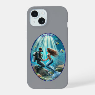 Vintage SCUBA Diving Diver with a Mermaid URM iPhone 15 Case
