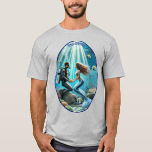 Vintage SCUBA Diving Diver with a Mermaid URM T-Shirt