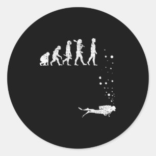Vintage Scuba Diving Evolution Funny Diver Gift Di Classic Round Sticker