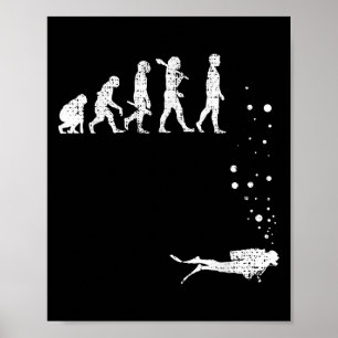 Vintage Scuba Diving Evolution Funny Diver Gift Di Poster