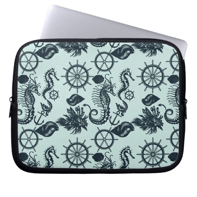 Vintage Sea Animal Pattern Laptop Sleeve (Front)