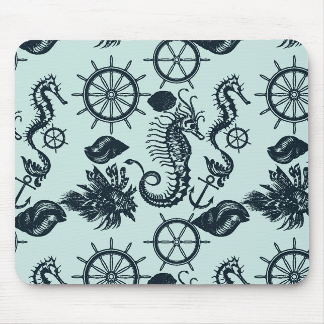 Vintage Sea Animal Pattern Mouse Mat (Front)