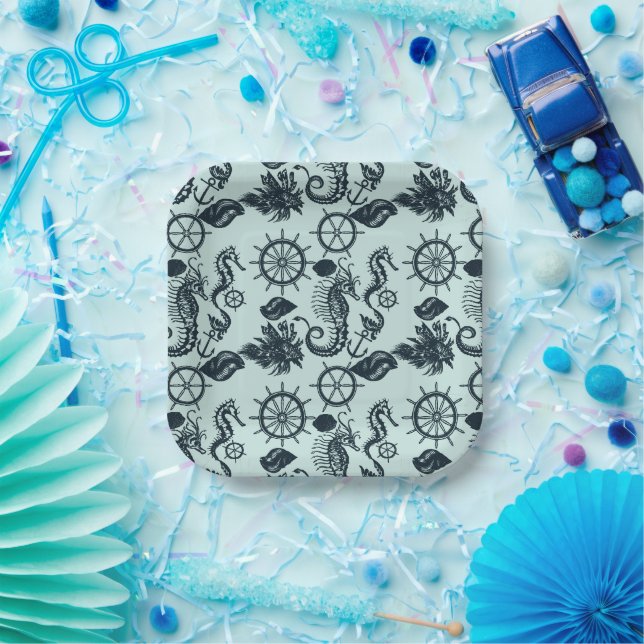 Vintage Sea Animal Pattern Paper Plate (Party)