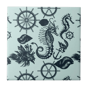 Vintage Sea Animal Pattern Tile