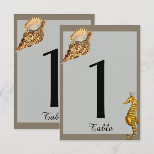 Vintage Sea Animals Beach Wedding Table Number
