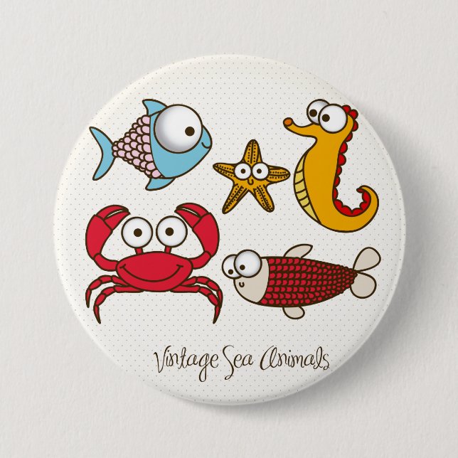 Vintage Sea Animals Button (Front)