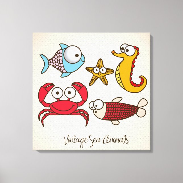 Vintage Sea Animals Canvas Print (Front)