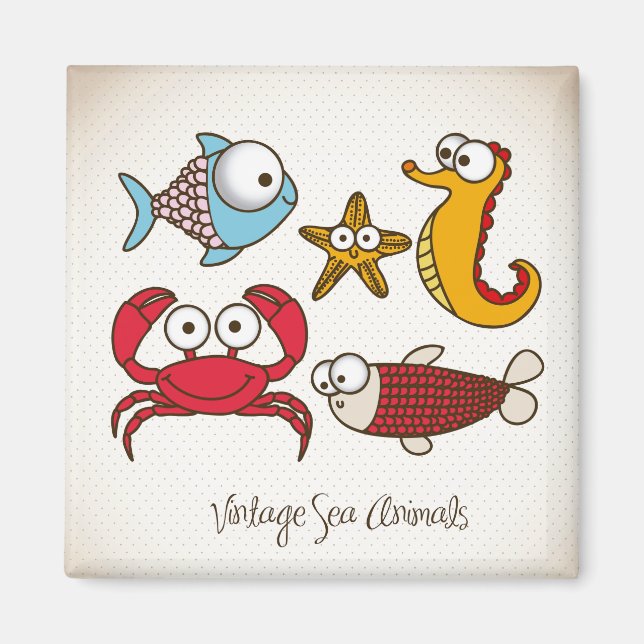 Vintage Sea Animals Magnet (Front)