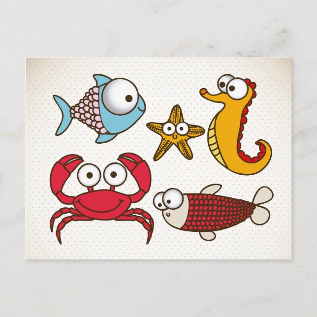 Vintage Sea Animals Postcard (Front)