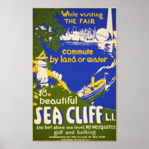 Vintage Sea Cliff New York Travel Poster