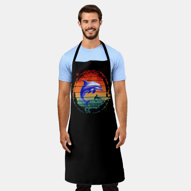 Vintage Sea Creature Dolphins Apron (Worn)