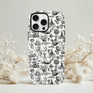 Vintage Sea Creatures Pattern Black White iPhone 11 Pro Case