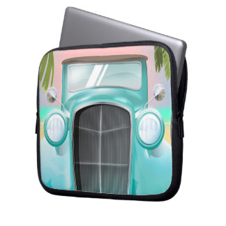 vintage sea foam green car laptop sleeve