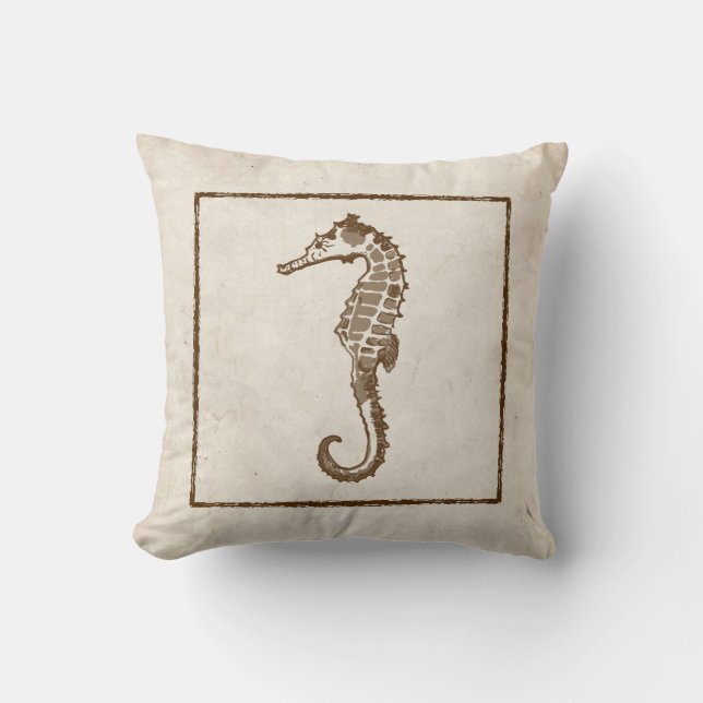 Vintage Sea Horse Beach Cushion (Front)