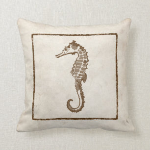 Vintage Sea Horse Beach Cushion