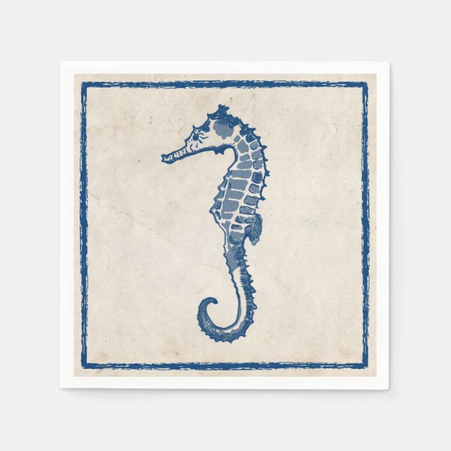 Vintage Sea Horse Napkin (Front)