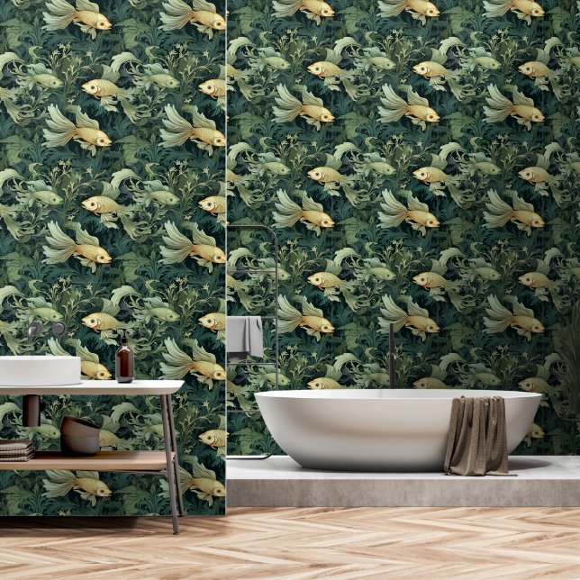 Vintage Sea Life Wallpaper (Bathroom)