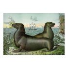 Vintage Sea Lions Illustration 19"X13"