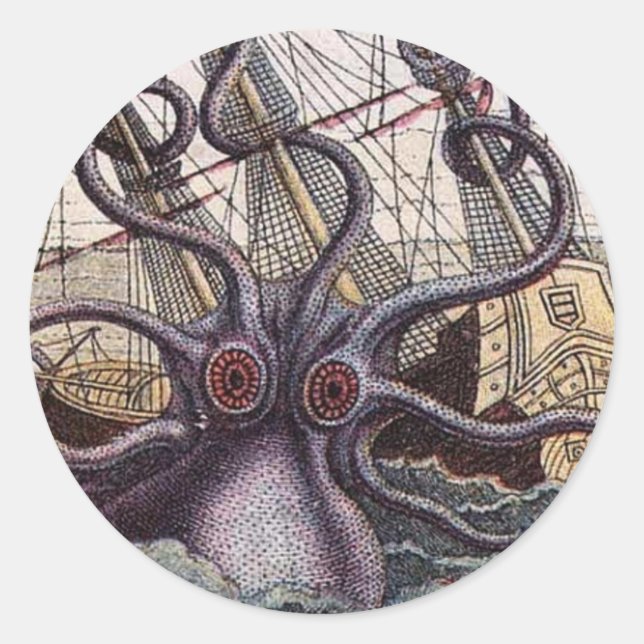 Vintage Sea Monster Sticker (Front)