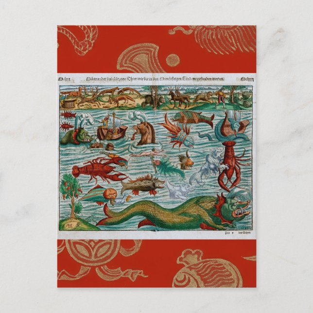 Vintage Sea Monsters Postcard (Front)