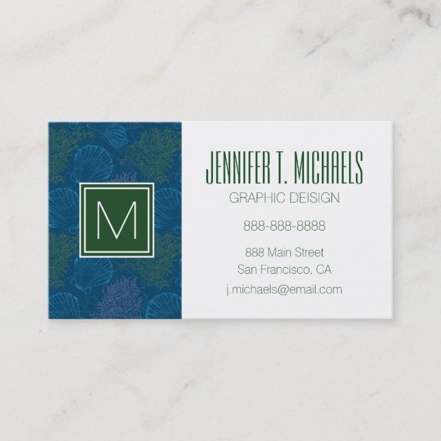 Vintage Sea Pattern Business Card (Front)