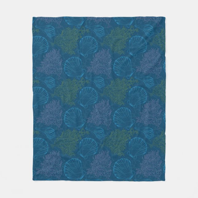 Vintage Sea Pattern Fleece Blanket (Front)