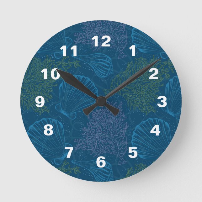 Vintage Sea Pattern Round Clock (Front)