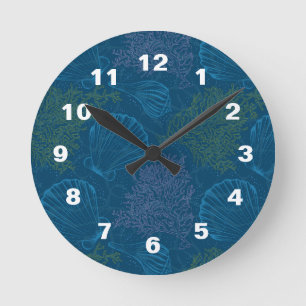 Vintage Sea Pattern Round Clock