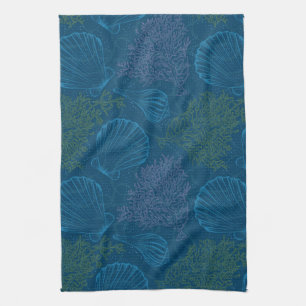 Vintage Sea Pattern Tea Towel