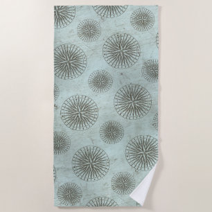 Vintage Sea Shanty   Steampunk Compass Ephemera Beach Towel