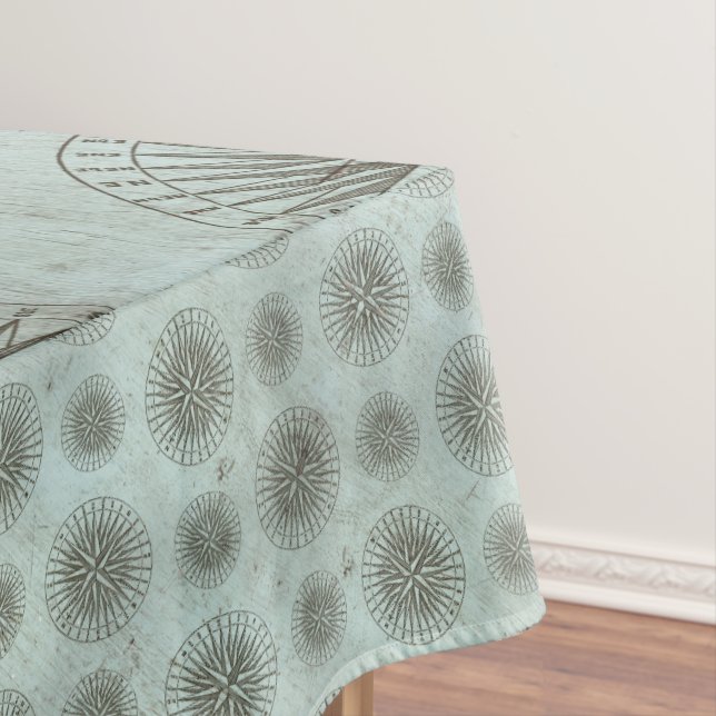 Vintage Sea Shanty | Steampunk Compass Ephemera Tablecloth (In Situ)
