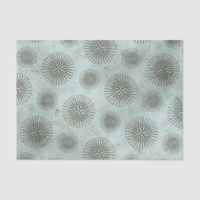 Vintage Sea Shanty | Steampunk Compass Ephemera Tissue Paper (Front)