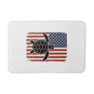 Vintage Sea Turtle American Flag Patriotic Shirt D Bath Mat