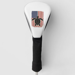 Vintage Sea Turtle American Flag Patriotic Shirt D Golf Head Cover