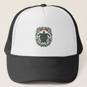 Vintage Sea Turtle Floral Vector Design_1 Trucker Hat
