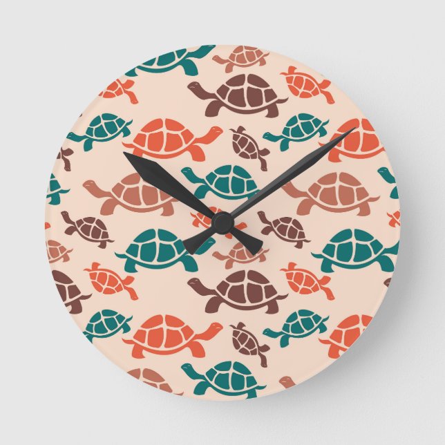 Vintage Sea Turtle Round Clock (Front)