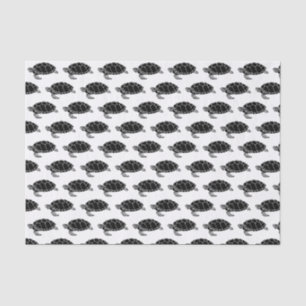 Vintage Sea Turtle Silhouette Drawing Black Tissue Paper